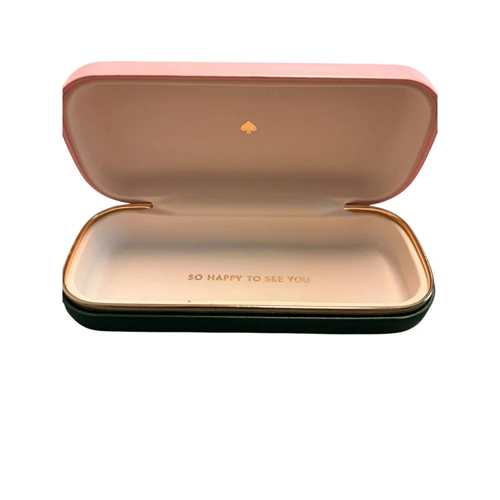 KATE SPADE PINK GREEN AUTHENTIC EYEGLASSES CASE W/CLOTH